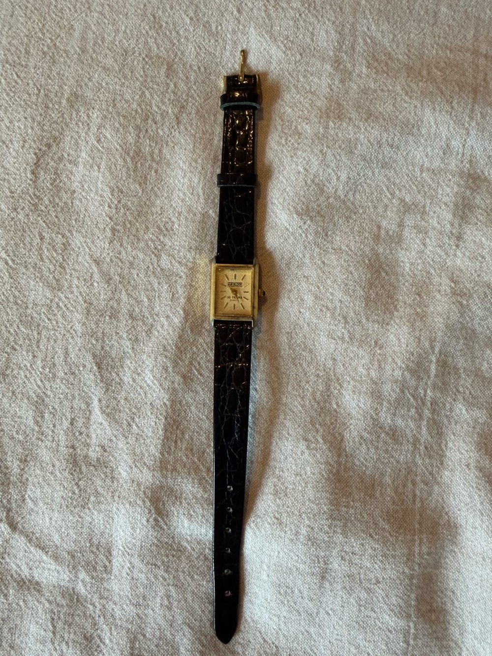 Vintage Seiko Rectangular Watch Black Strap AS IS Non Working